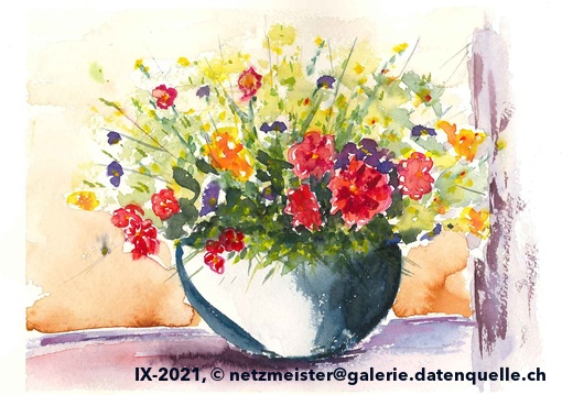 fruehling blumenstrauss mit vase