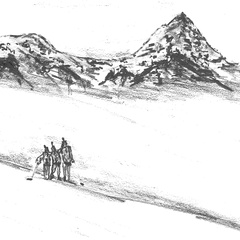 skizze wanderer im schnee
